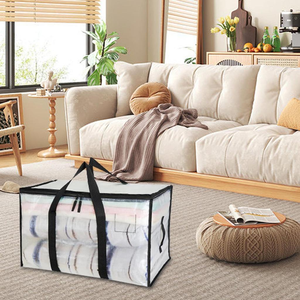 Quilt Organizer Bag Foldable Large Capacity Heavy Duty With Handle Double-Sided Zippers Camping Totes For Packing Luggage