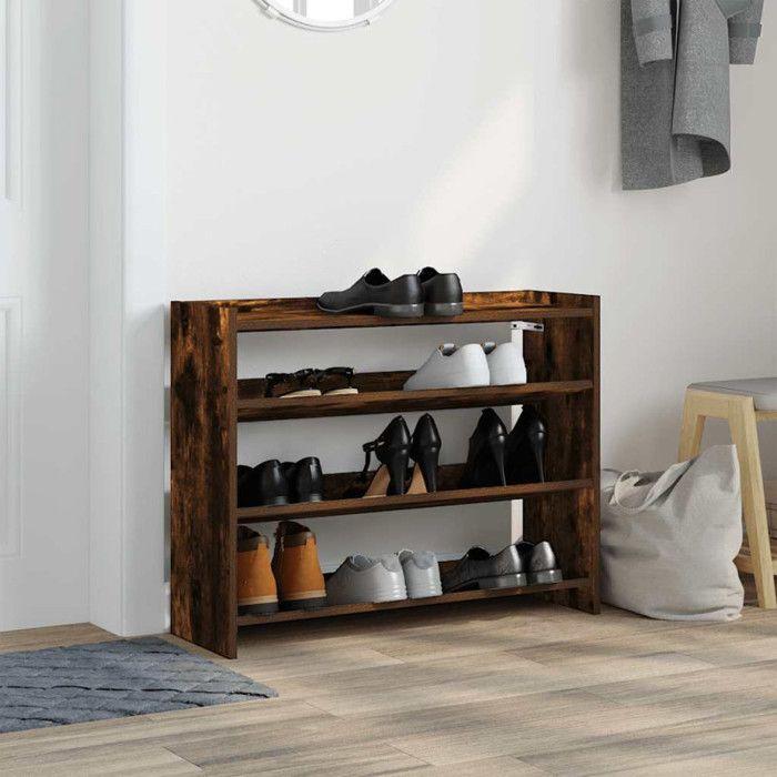 VidaXL Shoe Rack Smoked Oak 80x25x62 Cm Engineered Wood, Shoe Storage, Storage Cabinet of 859918
