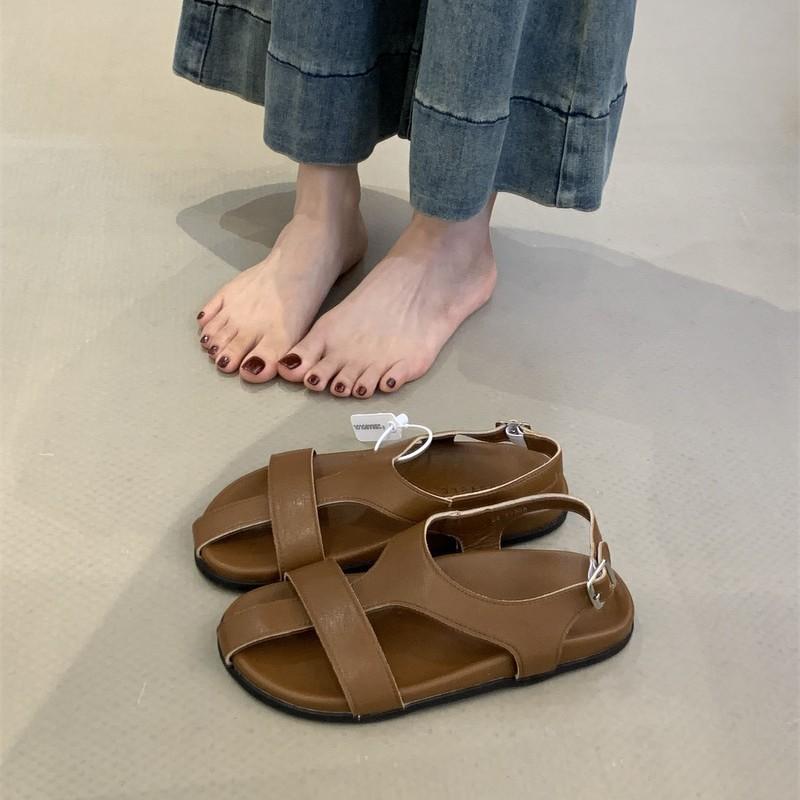 Sandales à plateforme femme polyvalente petite fée 2025 nouveau rétro semelle souple style romain mot avec sandales plates été
