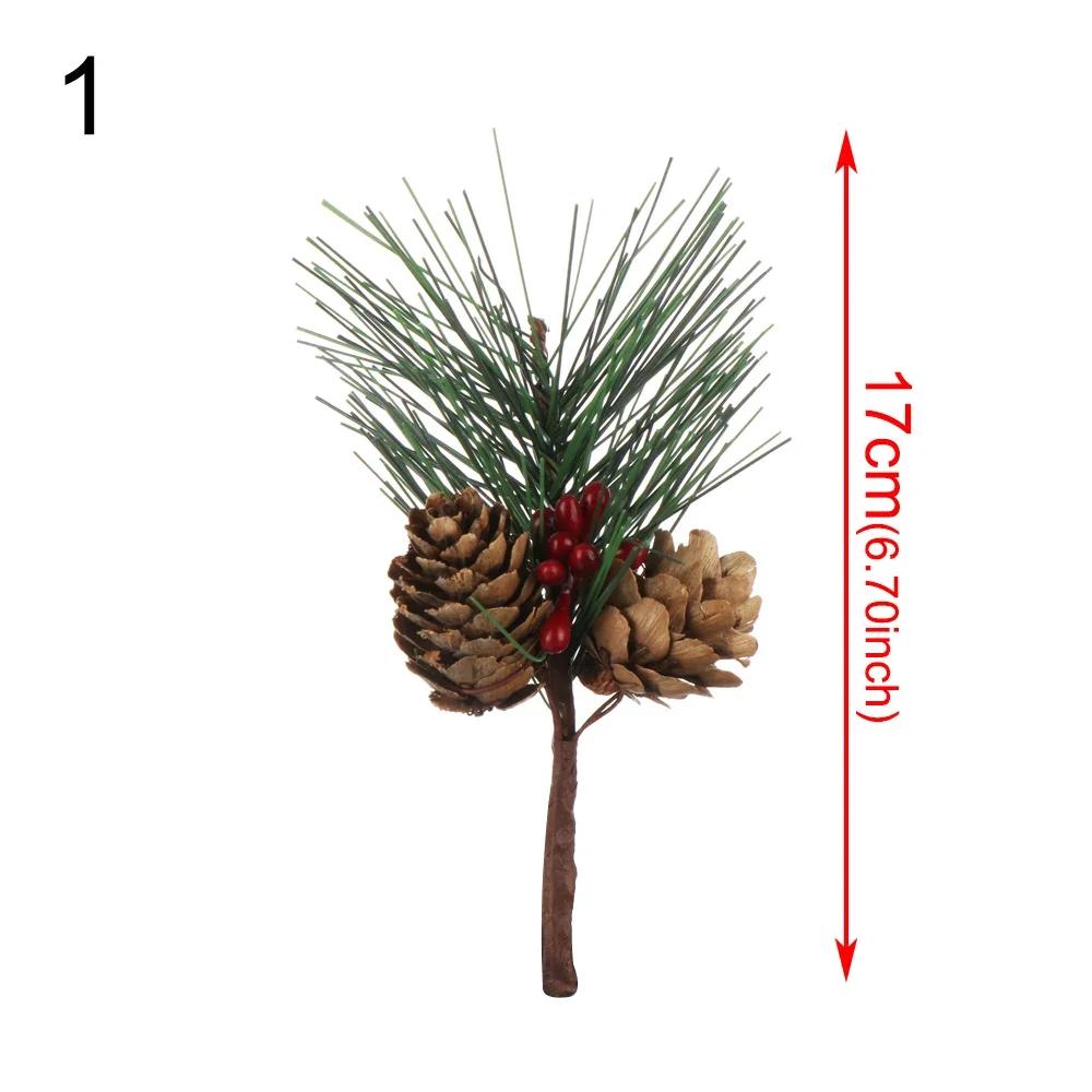 20-26cm Rotes Beeren-Bouquet Künstlicher Tannenzapfen Blumenast Weihnachtsbaumschmuck Hochzeitsfeierdekor Festliche Artikel