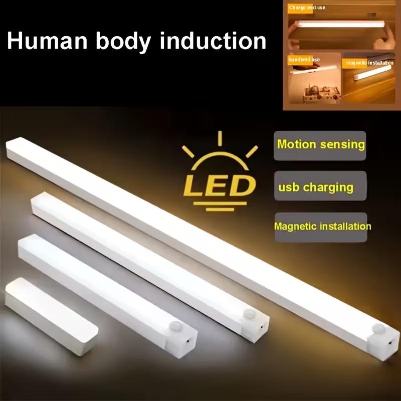 Motion Sensor LED Bar Light Induction Night Light Rechargeable 5V Portable Cordless Magnetic Cabinet Lamp for Kitchen Bedside