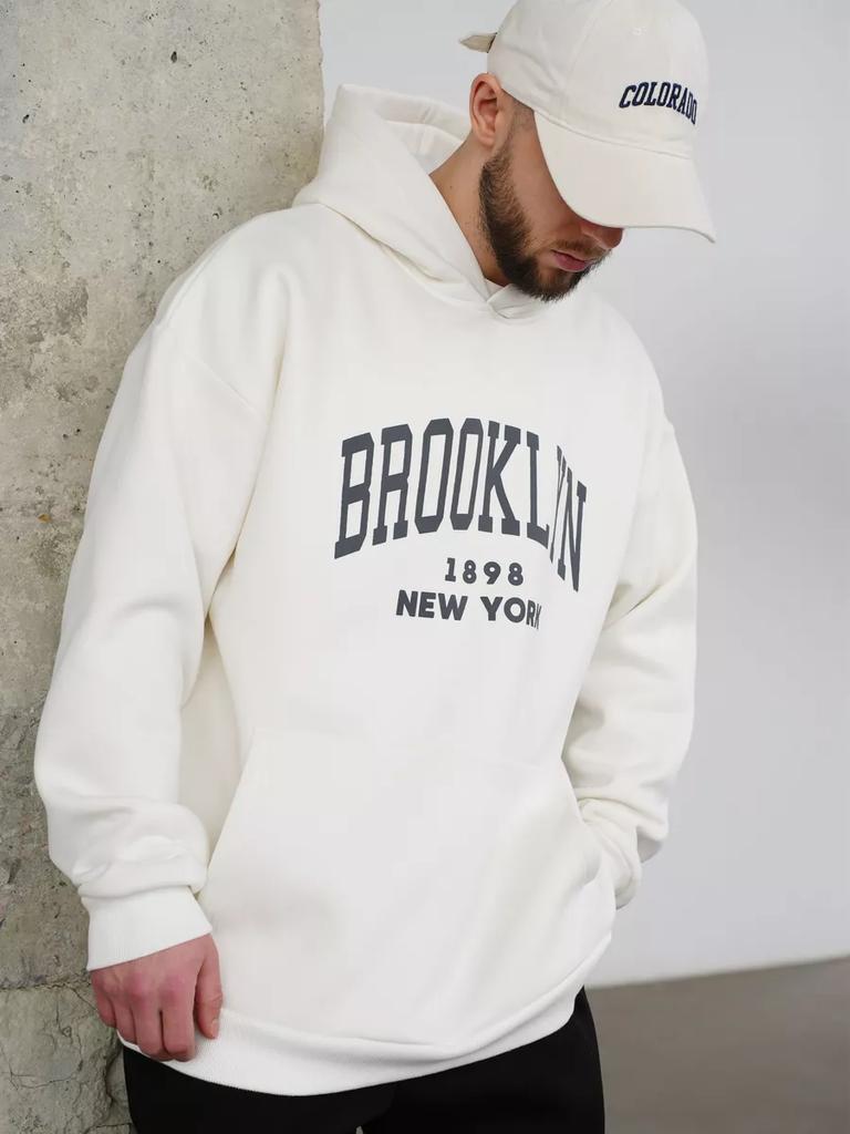 Men's Oversized Printed Hoodie Long Sleeve Casual Fleece Pullover Sweatshirt