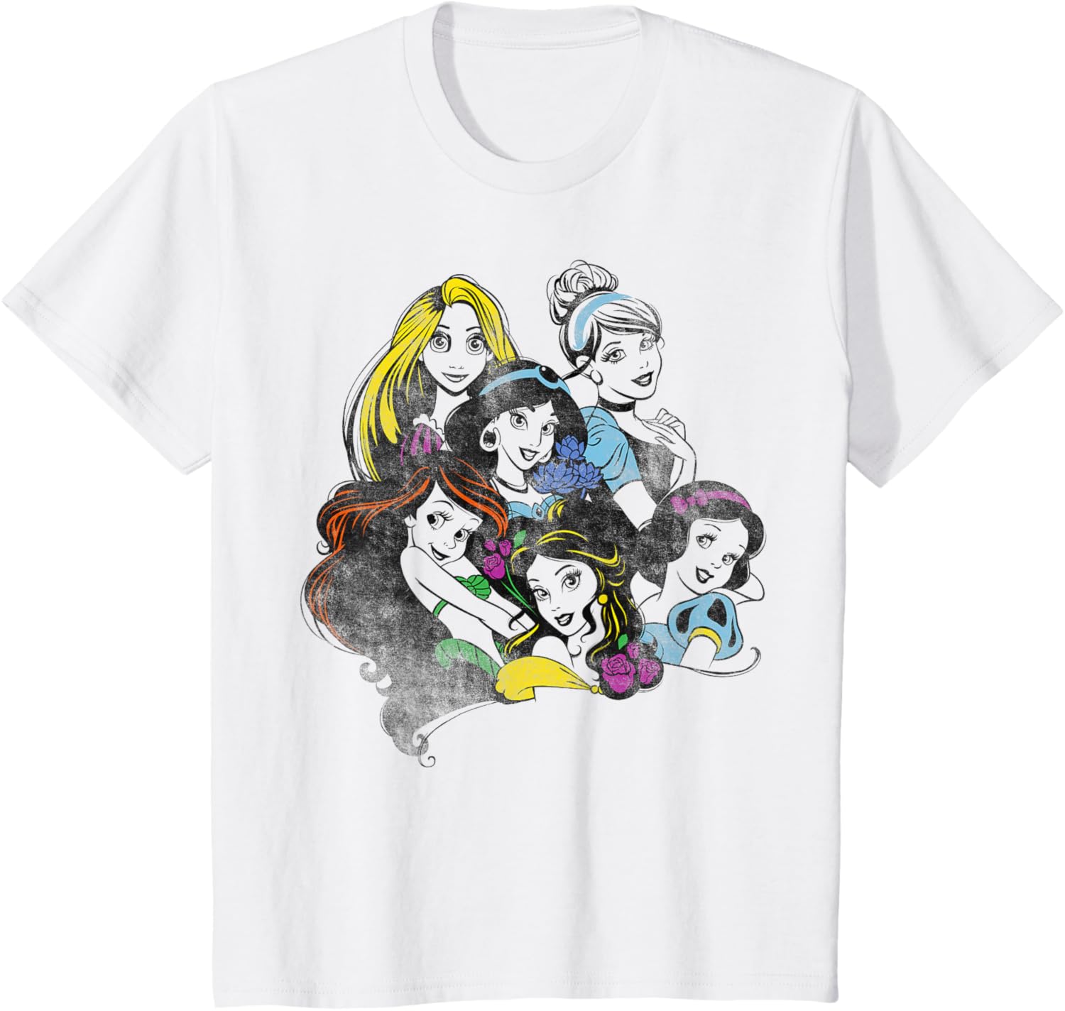 Fashion Casual Disney Princess Group Bold Color Pop Graphic T-Shirt T-Shirt S-4XL Summer L