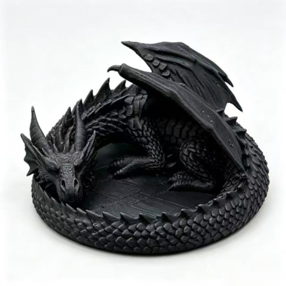 Gothic Dragon Guardian Catchall Dish 3D Printing Dragon Shaped Trinket Bowl  Home Decor