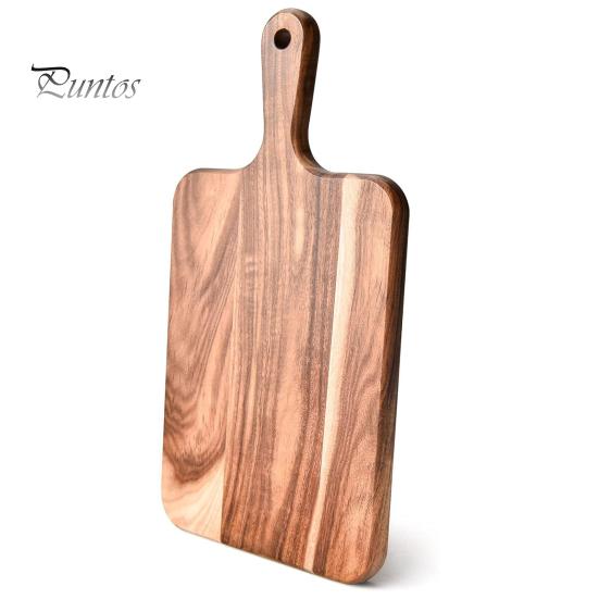 Holzschneidebrett mit Griff, robustes Schneidebrett aus Holz für Wurstwaren, Fleisch, Käse, Gemüse, Brot, vielseitiges Servierbrett für die Küche