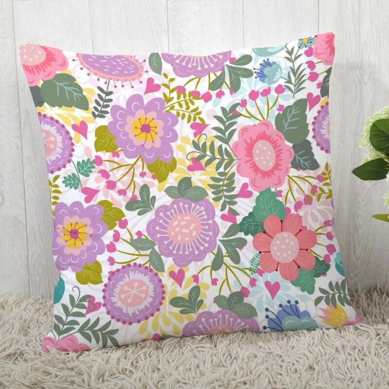 Pillowcase Flower Pattern Square  Christmas Zipper