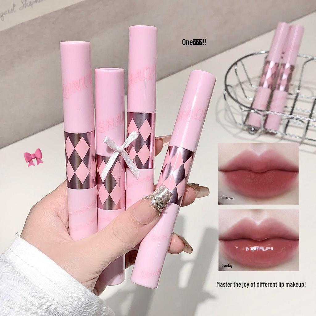 SHAQINUO Double-Ended Hydrating Lip Glaze: Soft Mist, Lightweight Matte & Glossy Finish