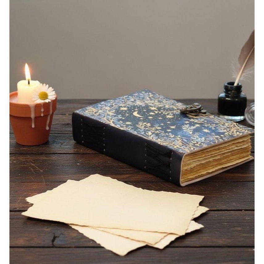 Tree of Life Leather Grimoire Journal: Handmade Spell Book, Antique Paper