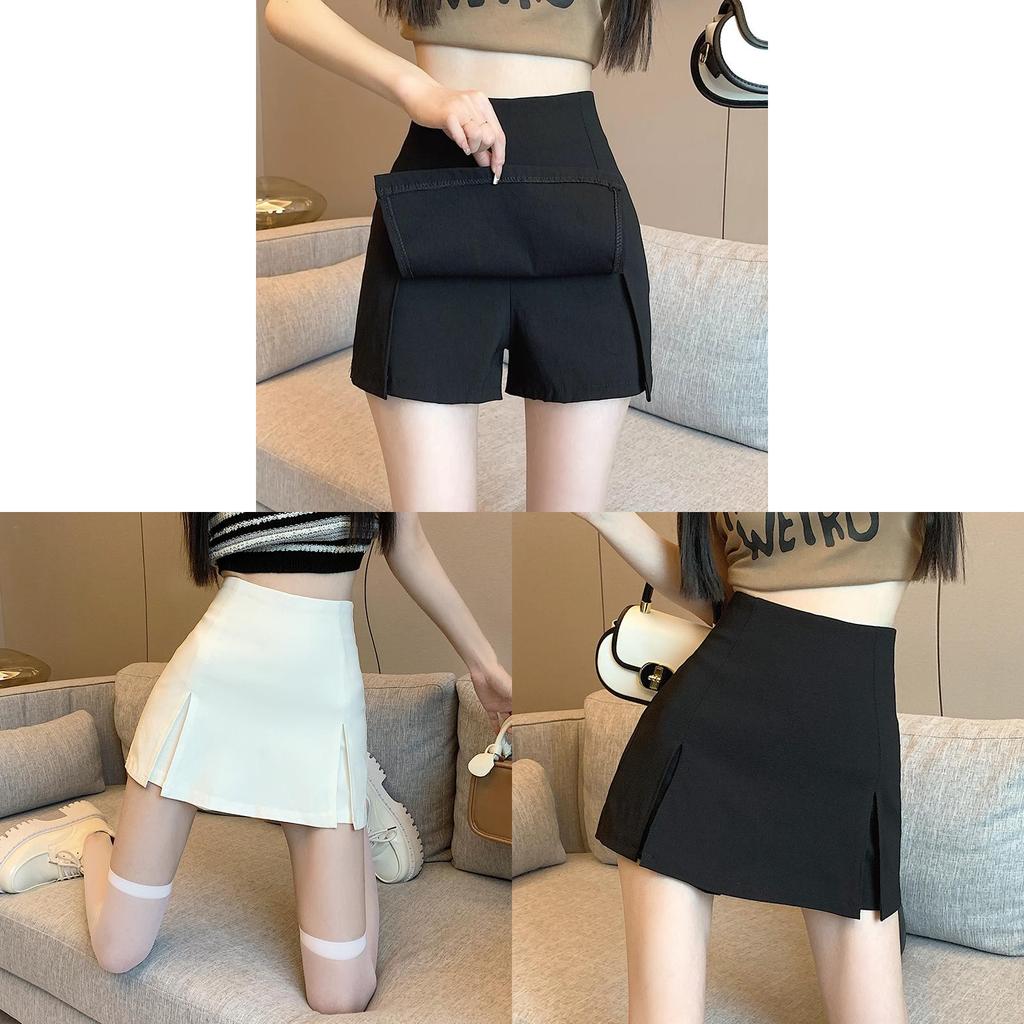 Streetwear Womens White Short Skirt With High Waist And Side Slit For Summer Fashion