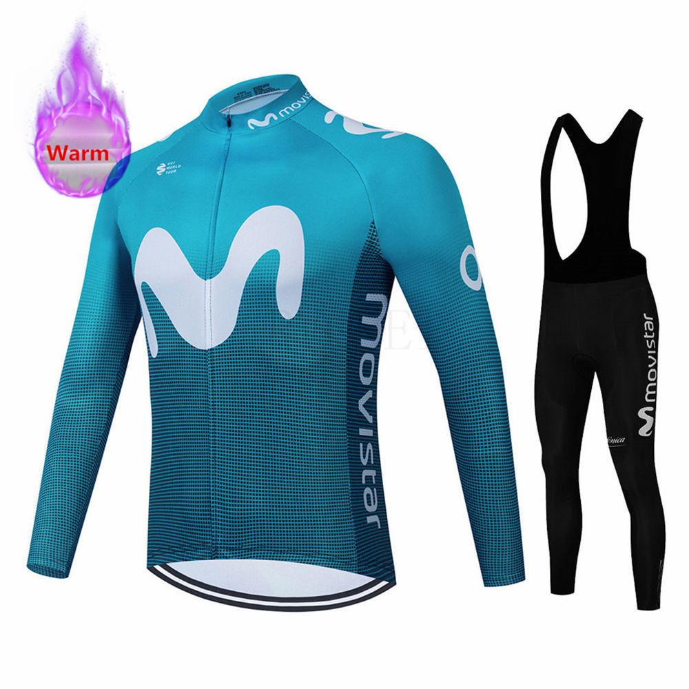 2026 Červený Movistar Zimní Fleecový Cyklistický Dres Sada Oblečení na Horský Kolo Oblečení na Kolo Ropa Maillot Ciclismo Hombre Závodní Oblečení