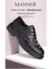 Men's Formal Casual Leather Shoes - Embossed Crocodile Pattern, Genuine Cowhide, Low-Top for Spring Workplace.