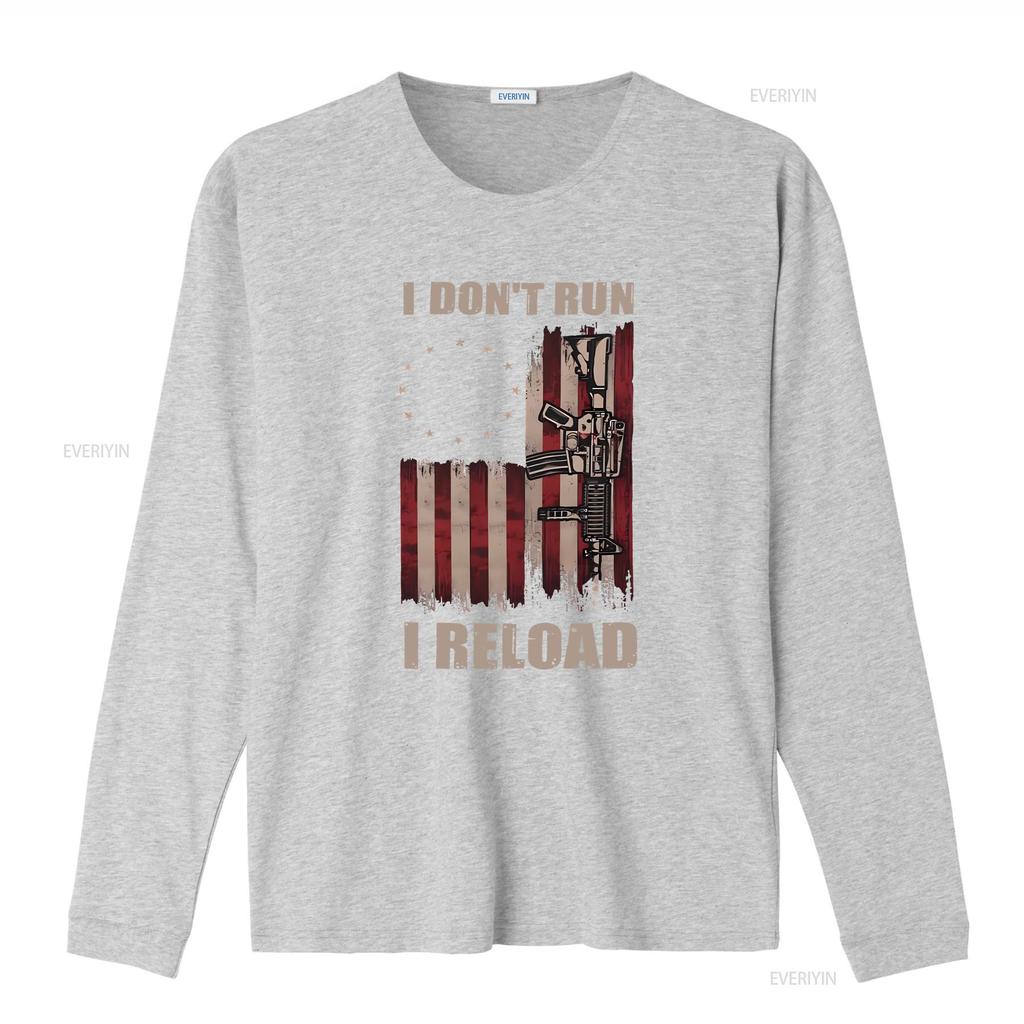 Gun T Shirt American Flag I Dont Run Reload Lovers Owner Dad Men Vintage Outfit vintage Washed Slightly Comfortable Casual