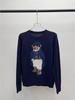 2025 R.L Wool Blend Cartoon Bear Round Neck Sweater - Women's Autumn/Winter Versatile Embroidered Style