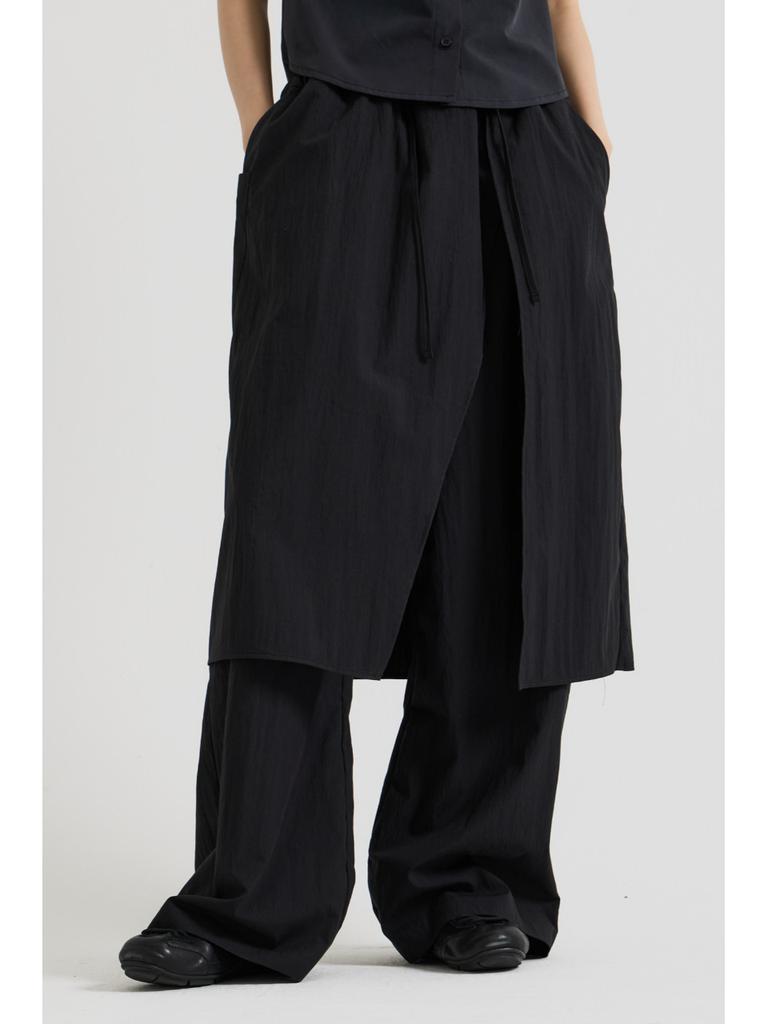 Beidipi Cotton Elastic Skirt Pants, Black