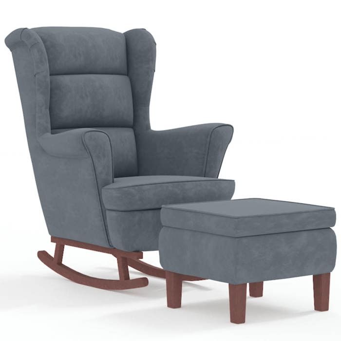 VidaXL Chaise à Bascule avec Pieds en Bois et Tabouret Fauteuil de Salon Relaxation Meuble de Salle de Séjour Chambre 3121231