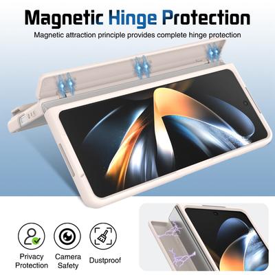 For Samsung Galaxy Z Fold 4 Lens Holder External Elastic Wristband 9H Tempered Glass Shell Film Integrated Phone Case