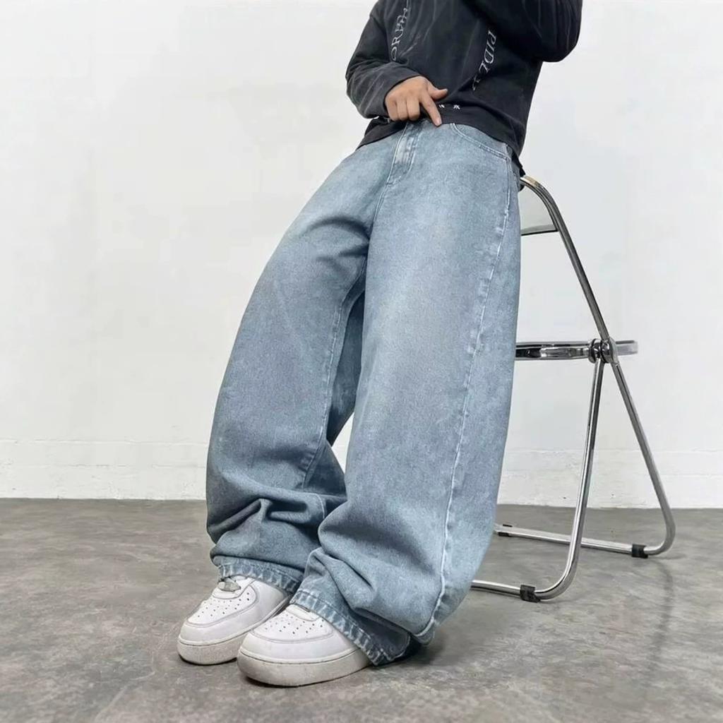 American Retro Y Rose Embroidered Jeans High Waist Straight Loose and Thin Denim Trousers