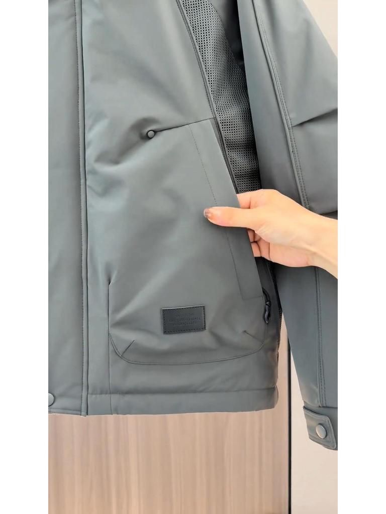 Men's Hooded Cotton Workwear Windbreaker - Stylish, Casual, Versatile, and Thickened for Autumn and Winter