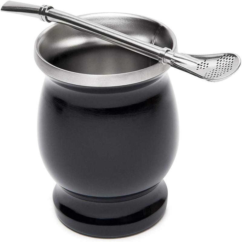 Yerba Mate Gourd Set Double-Wall Stainless Steel Mate Tea Cup And Bombilla Set