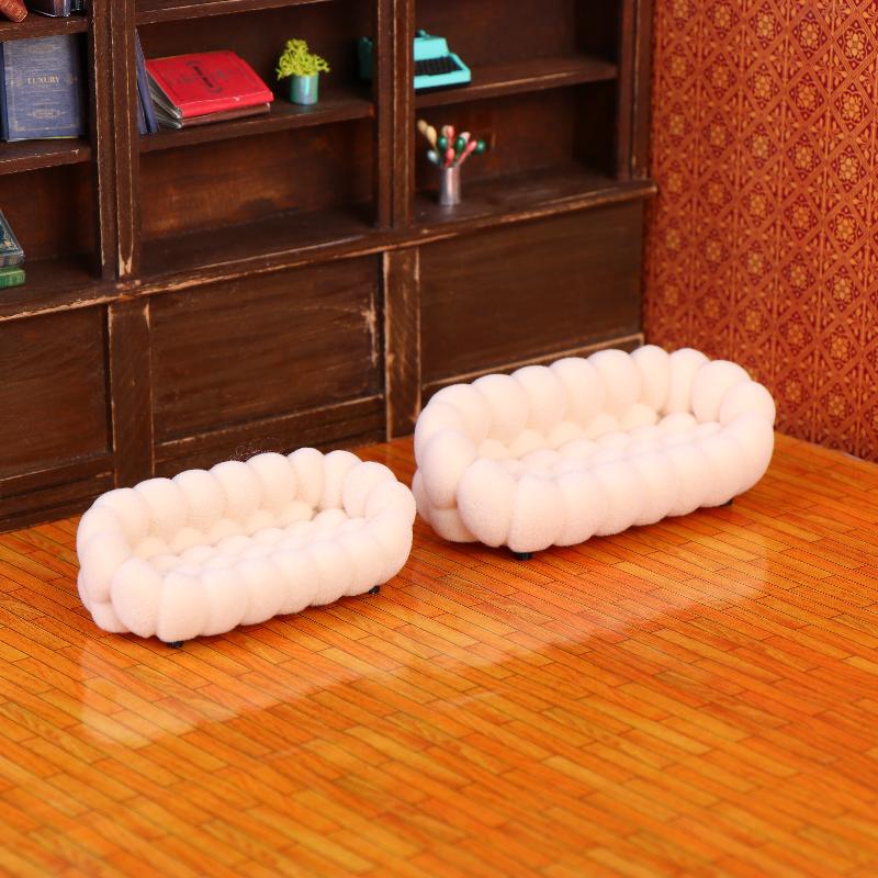Dollhouse Simulation Cloud Sofa Model Dollhouse Living Room Furniture Decoration Dolls House Micro Scene Pretend Play Toys