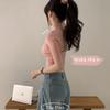 The Pink Women Slim Ribbed Half Sleeve Knit