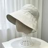 Female spring and summer outdoor sunscreen hat plaid double-sided bucket hat big head circumference big brim showing face small bucket hat