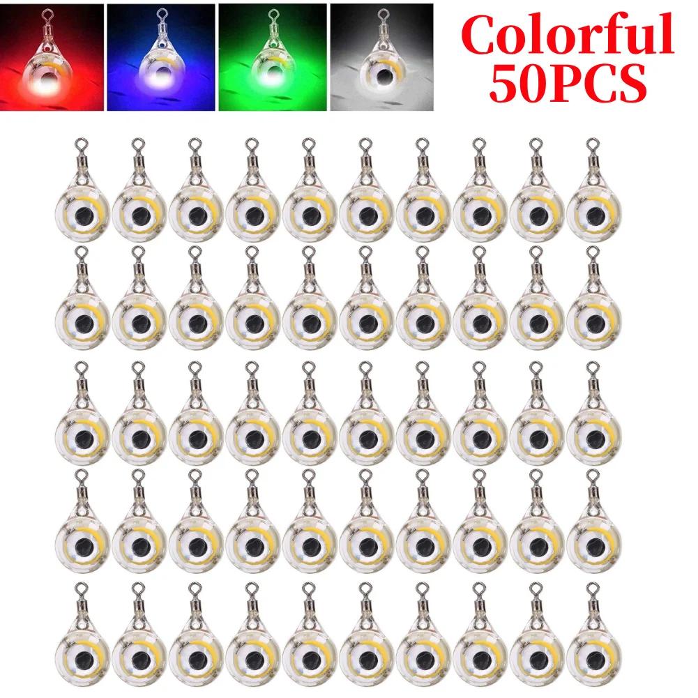 LED Attracting Fish Light Mini Deep Drop Underwater Eye Shape Fishing Squid Fishing Bait Luminous Lure for Attracting Fish