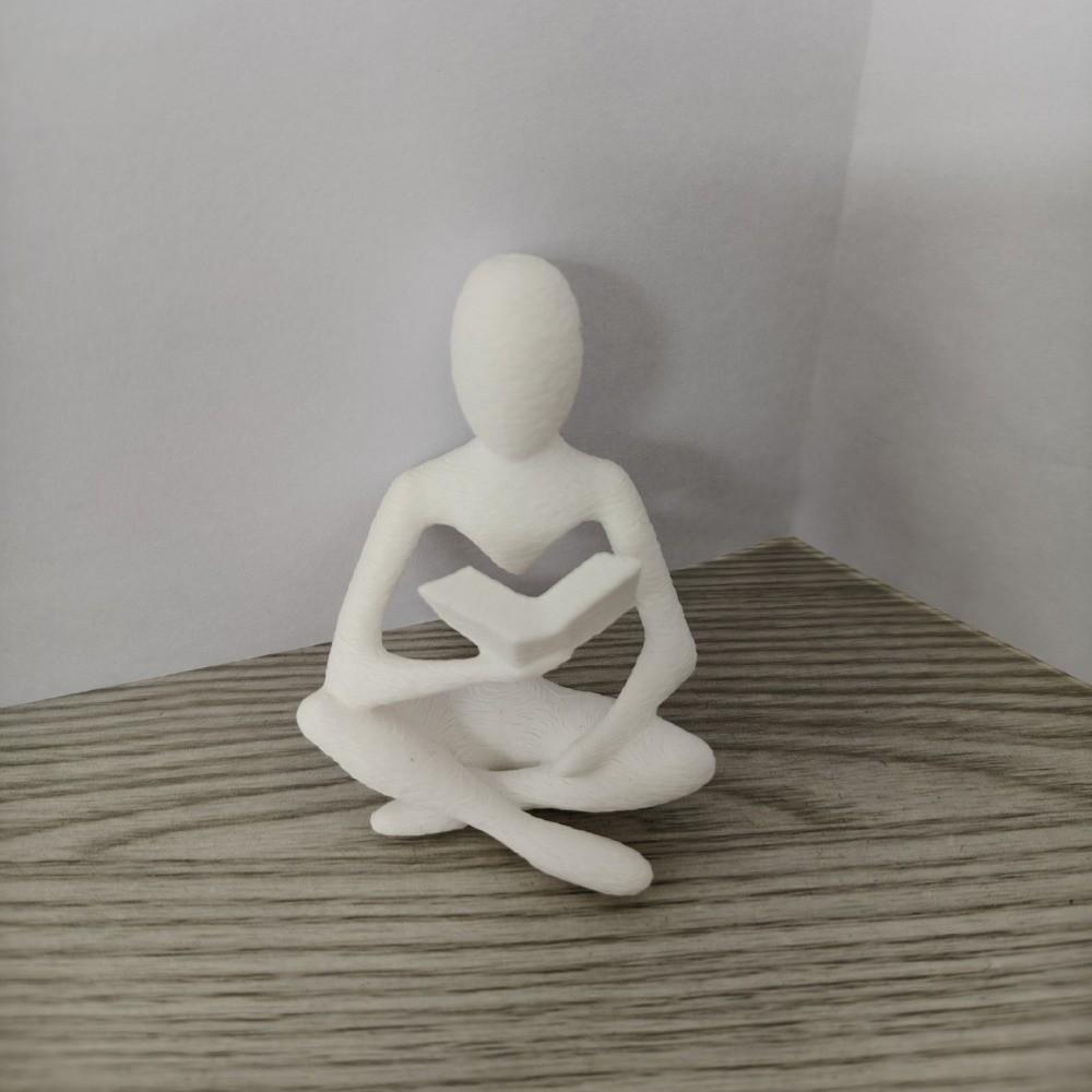 Minimalist Reader Sculpture Ornament Abstract 3D Printed Thinker Statue Living Room