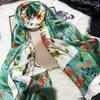 Winter Fashion Women'S Scarf  Mulberry Silk Scarves Shawl Female Long Silk Scarf Blue And Coffee 180*110Cm