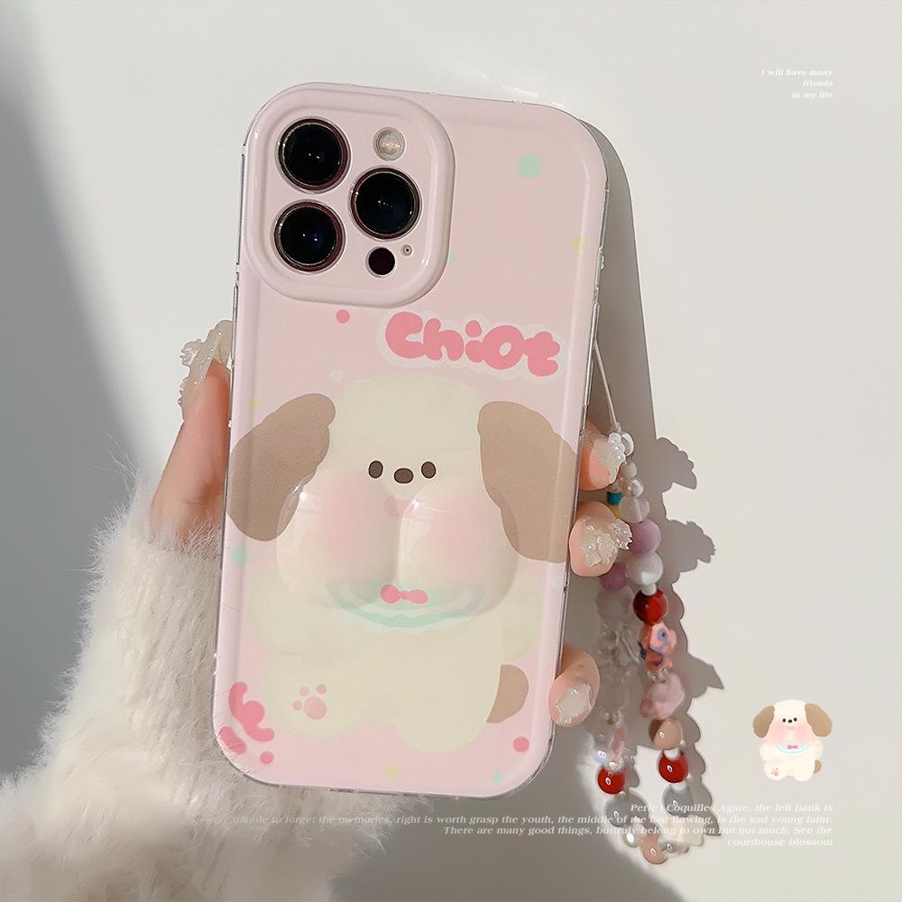 Super Słodki Pyszczek Szczeniaka iPhone 14 Odpowiedni dla 15 Apple 13 Promax Etui na telefon komórkowy 16 Trójwymiarowy 12 Kolorowy Łańcuszek 11
