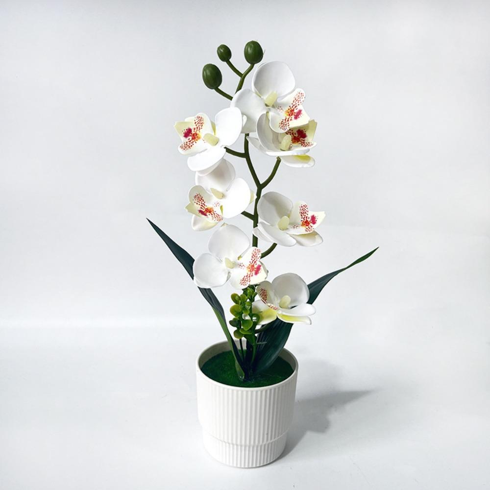 7 Heads Simulated Flower Butterfly Orchid Potted Pink Artificial Faux Plants  Living Room Ornaments