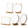 Simple Wooden Vanity Mirror Single Sided Folding Design Makeup Mirror Rotating HD Desktop Mirror Design Perfect for Home