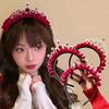 Rhinestone Princess Crown Hair Hoop New Year Red Head Wear Sweet New Year Headband  Children
