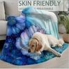1pc Oversized 60x 80 Inch Soft Blanket-one-sided Printed Floral Print with Blue Flower Blanket In Alcohol Ink
