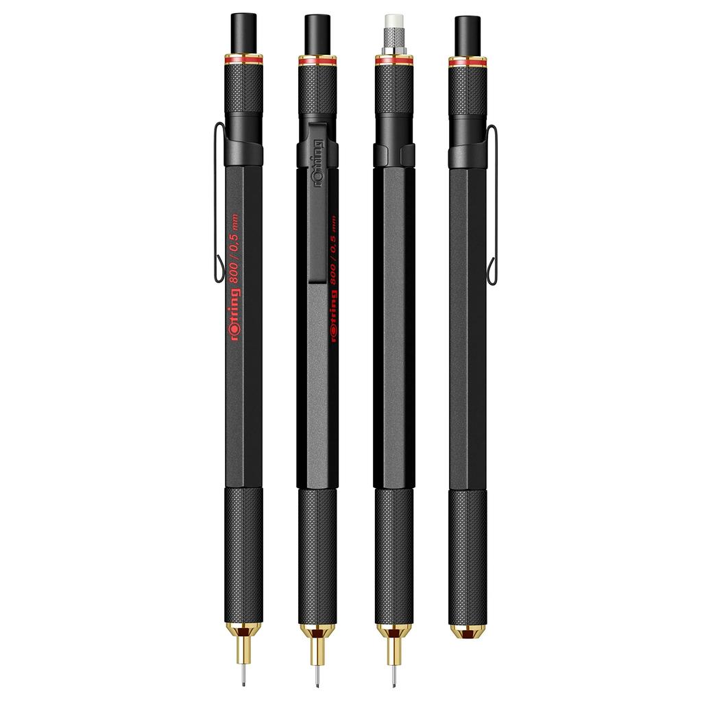 Rotring ROTRING800 Black Mechanical 1904447 Imported Pencil, 0.5mm, Twist-Type Push-Button, (Genuine Product)