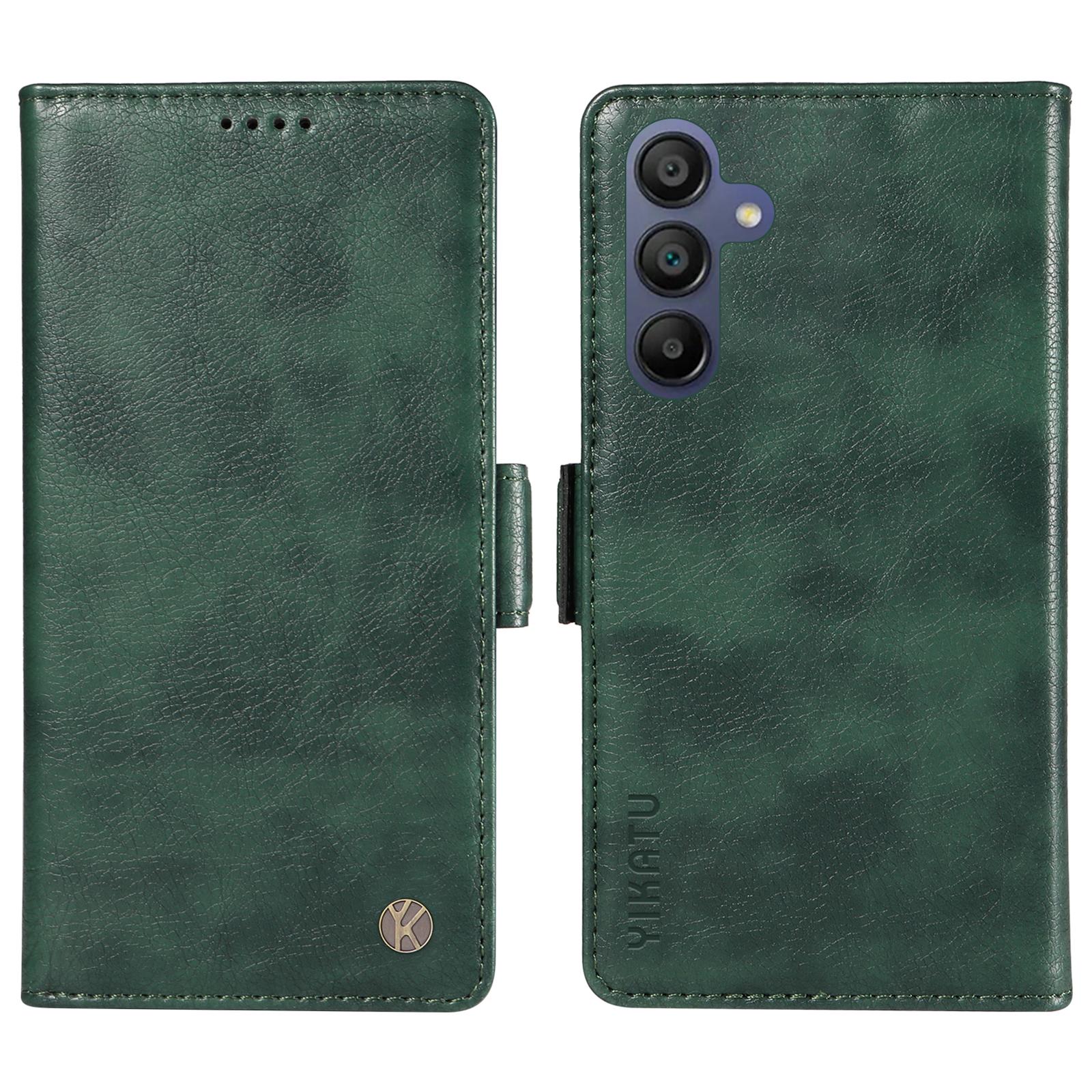 

YIKATU YK-007 For Samsung Galaxy A17/A26 5G/A16 5G/A16 4G Case Side Buckle PU Leather Phone Cover Litchi Texture Green