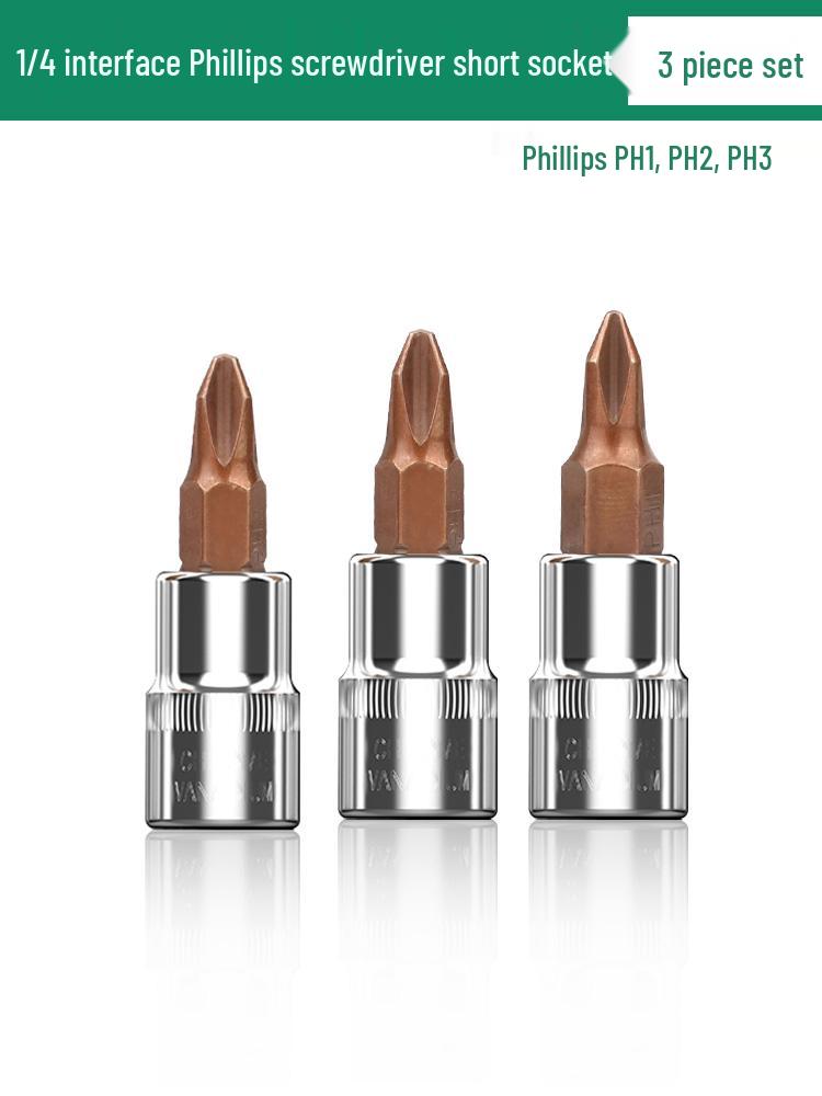 1/4" Small Fly Socket Bit Wrench with T8 Star, Inner Hex, Slotted, Rice Flower, Cross Screwdriver Heads