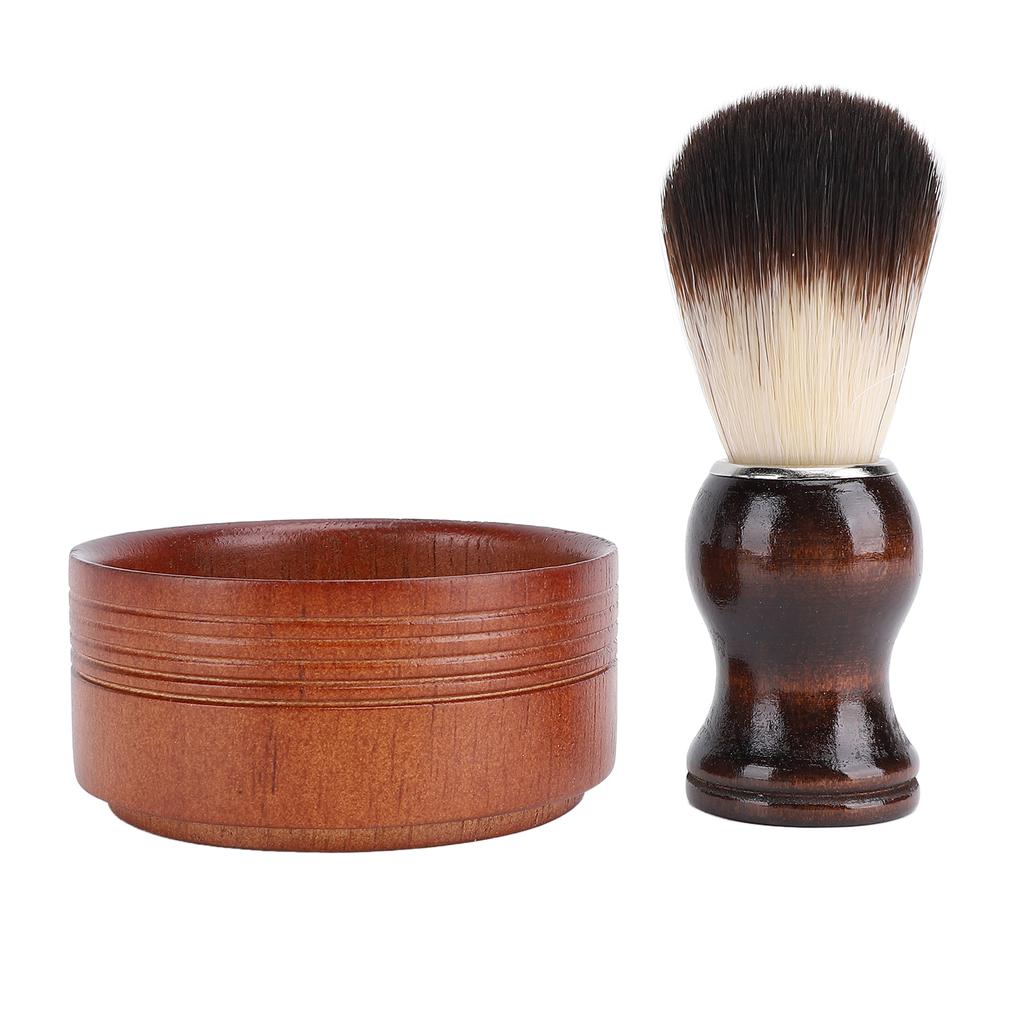 Wood Shaving Brush Set Grooming Kit Synthetic Hair Removes Debris Shaving Brush and Bowl for Men