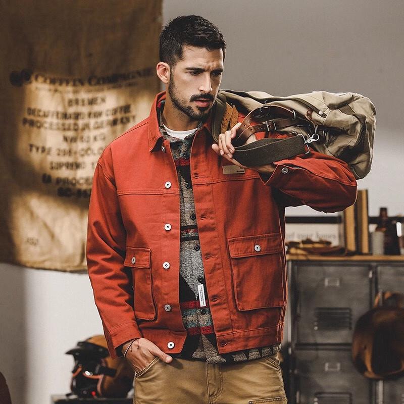 Męska kurtka dżinsowa JIE LEINUO w stylu amerykańskiego retro, ciężka