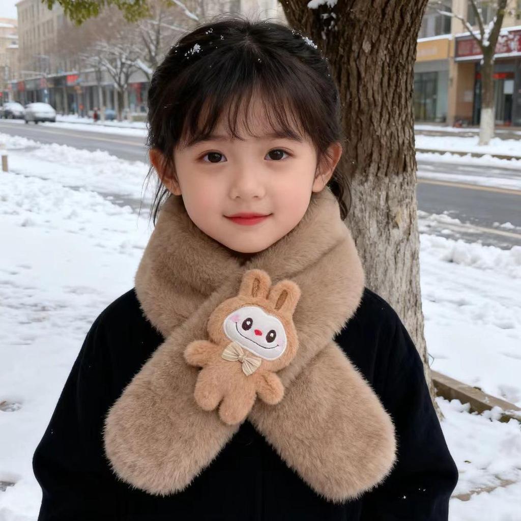 Plüsch-Winter-Schal im koreanischen Stil, Süßer und warmer Nackenschutz für Mädchen und Schülerinnen