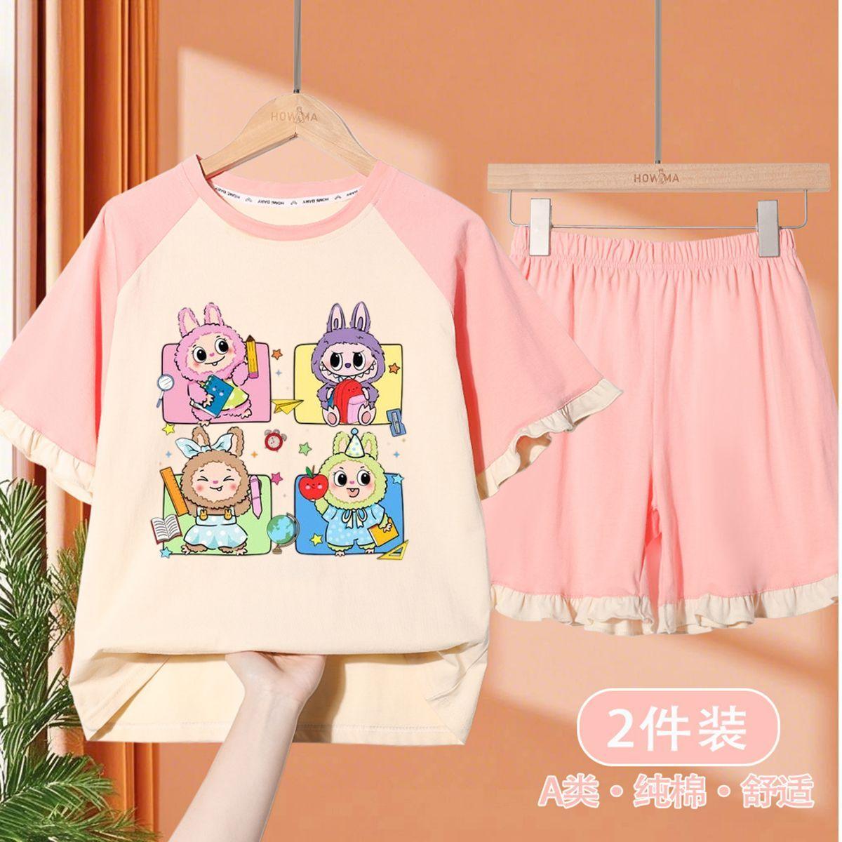 

Children s LBB Short-sleeved T-shirt Set, Summer Girls Casual Pure Cotton Set 110