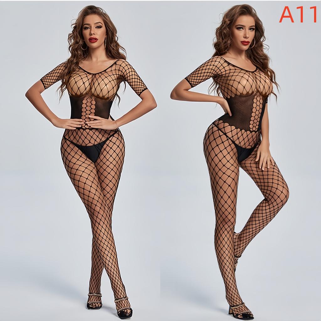 Womens Bodystocking Fishnet Dress Lingerie Open Crotchless Bodysuit Women Underwear See Through Babydolls Sexy Costumes