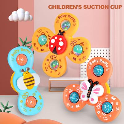 3Pcs/Set Baby Spinner Bath Toy with Suction Cup Cartoon Animal Fun Educational Infant Toddler Spinning Fidget Toy Children Gift