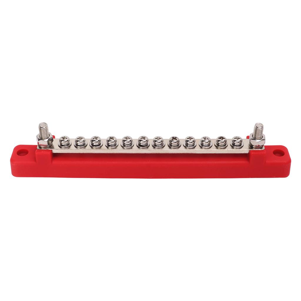Bloc de Distribution d'Alimentation à 12 Bornes Jeu de Barres omnibus 2xBornes M6 12xVis M4 Boîtier de Borne de Batterie pour Voitures Camping-cars Bateaux Yachts