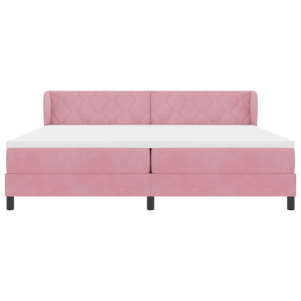 Boxspring Bed with Headboard Pink 200 X 200 Cm Velvet