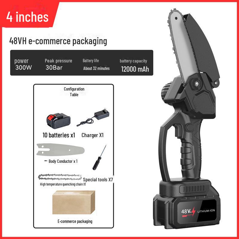 High-Power Rechargeable Handheld Electric Chainsaw for Tree Pruning and Logging