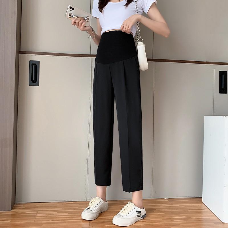 

Maternity pants women s spring and summer casual spring and autumn outer wear early pregnancy summer thin spring suit pipe pants spring wear M（80-120） чёрный