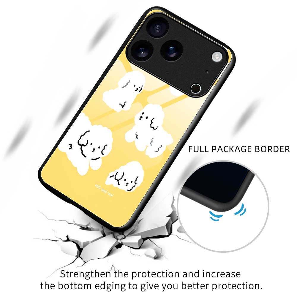 For iPhone 17 Pro Max Case TPU PC Tempered Glass Pattern Printing Phone Back Cover