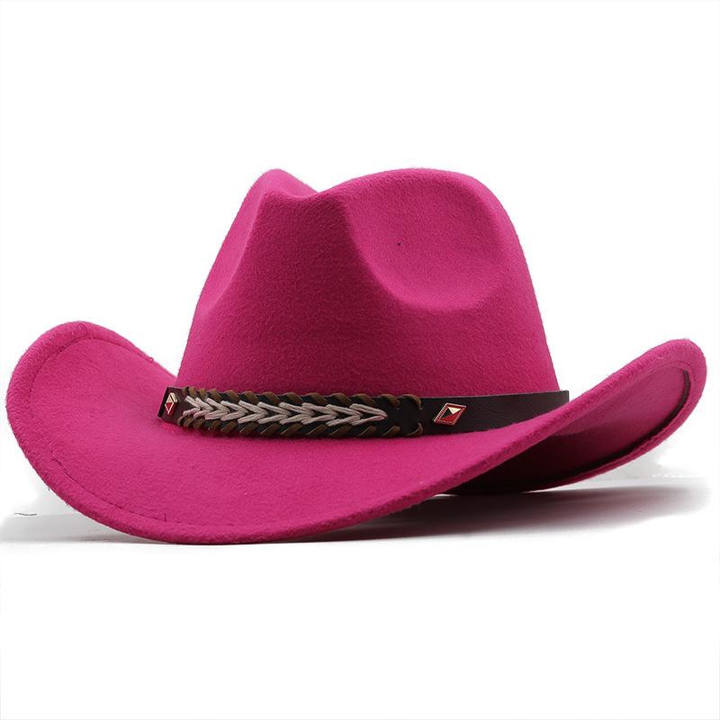 Unisex Adults Woolen Western Cowboy Hat
