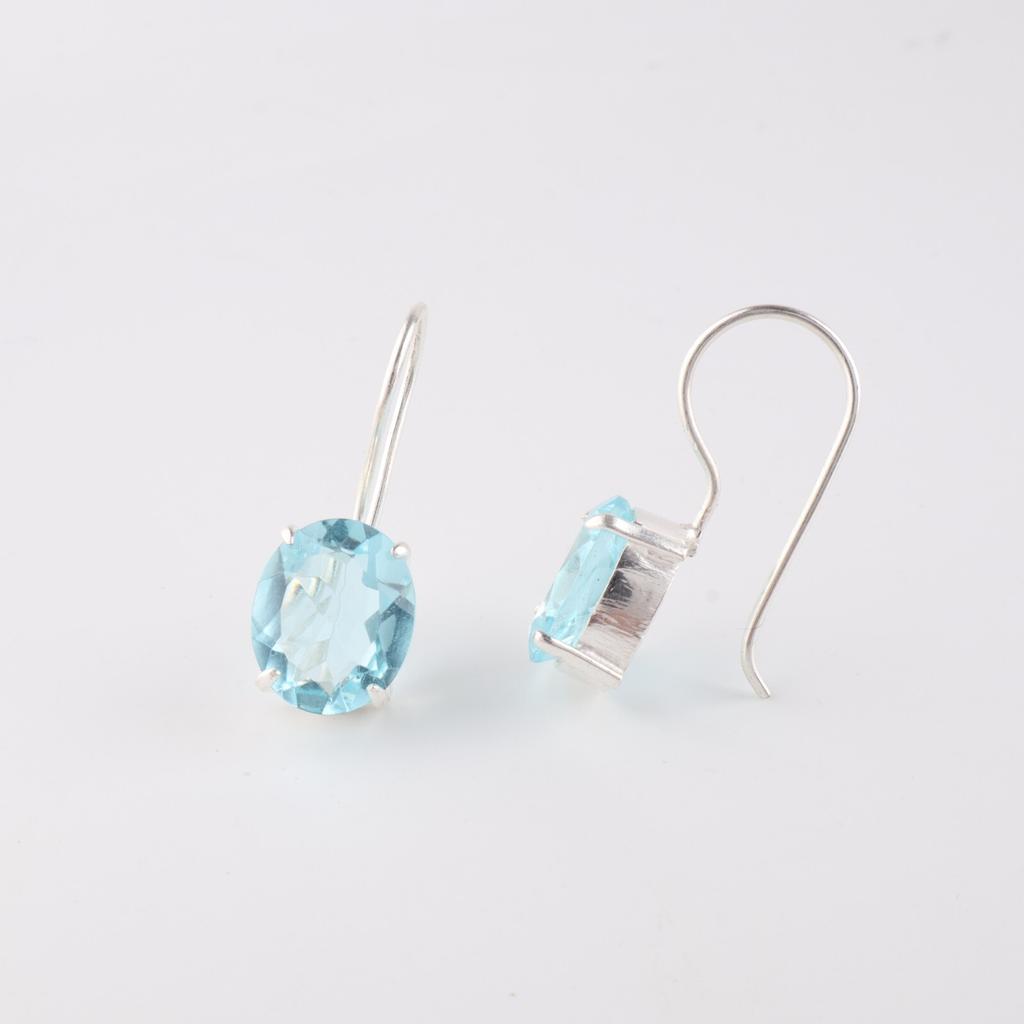 Sky Blue Topaz Gemstone 925 Sterling Silver Jewelry Women Dangle Earrings 1.05" EE-173-14
